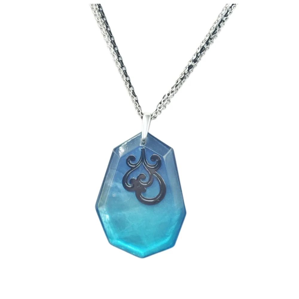 Elegant Brighton Double-Sided Blue Pendant with Silver/Black Chain Necklace